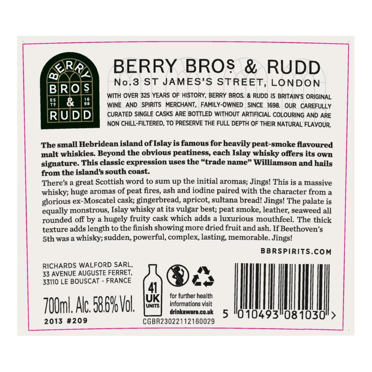 Berry Bros. & Rudd - Williamson (Laphroaig) 2013 - The Whisky Lounge Exclusive