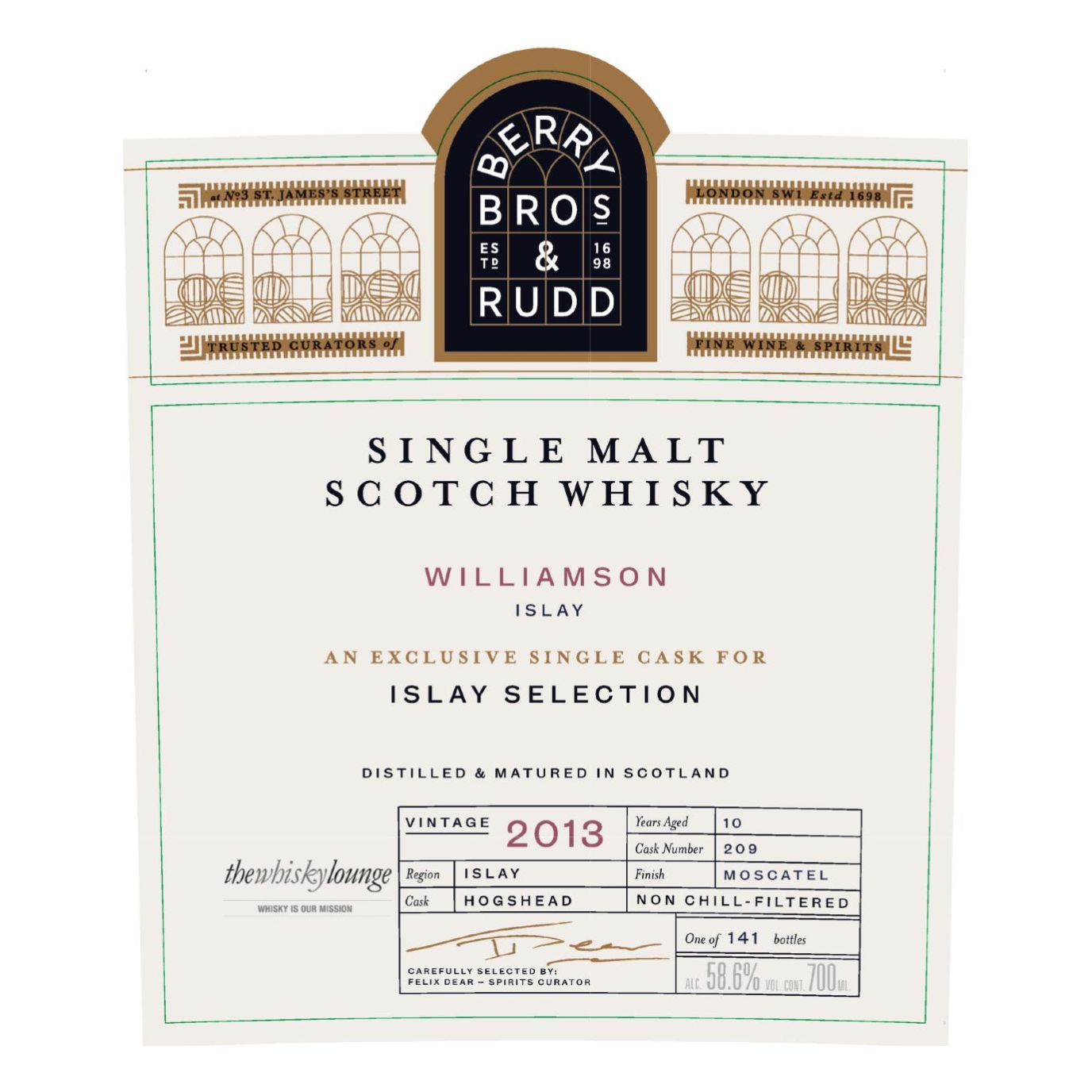 Berry Bros. & Rudd - Williamson (Laphroaig) 2013 - The Whisky Lounge Exclusive